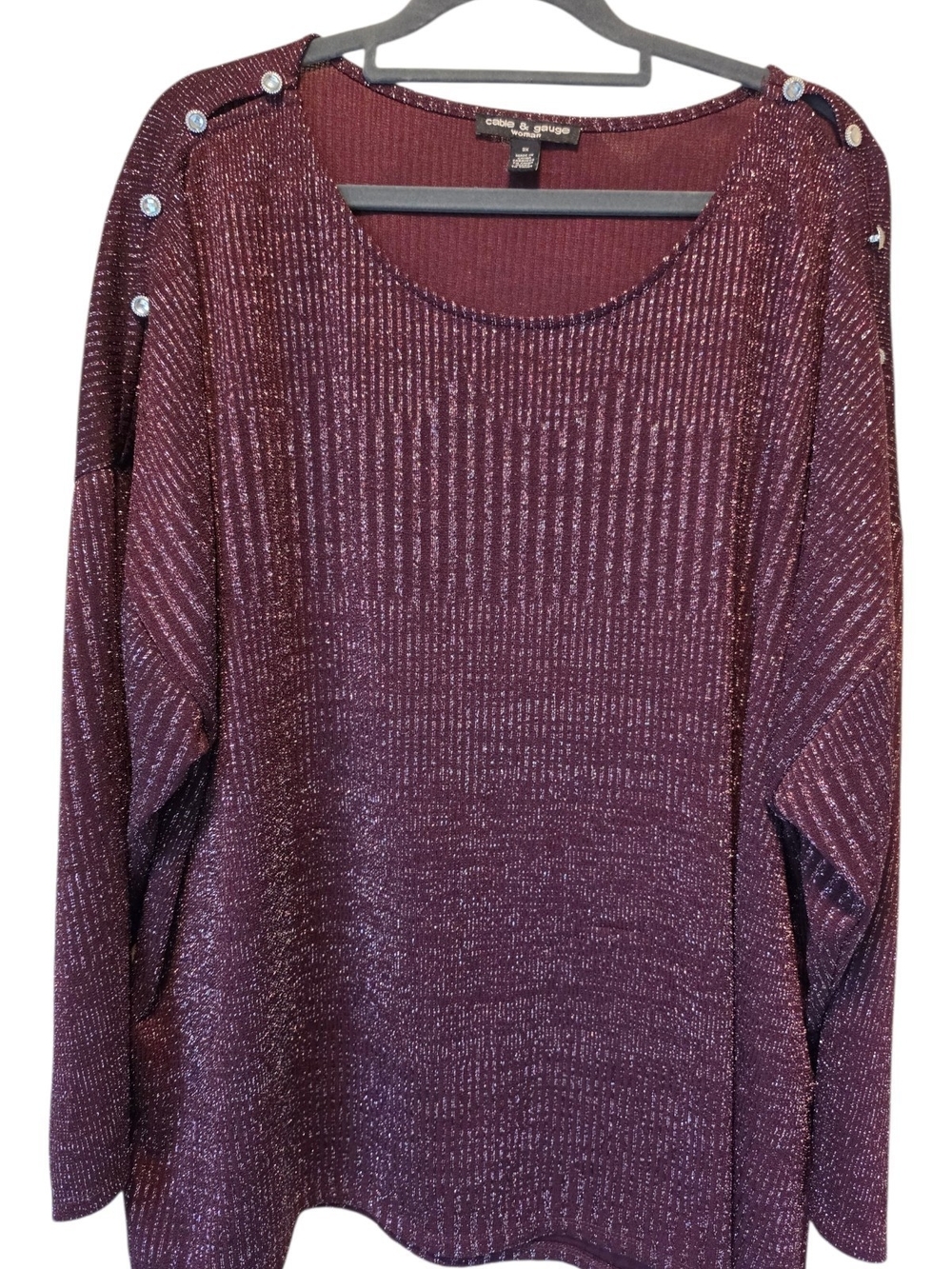 Gorgeous Plum Sweater with Shoulder Buttons Size 3X